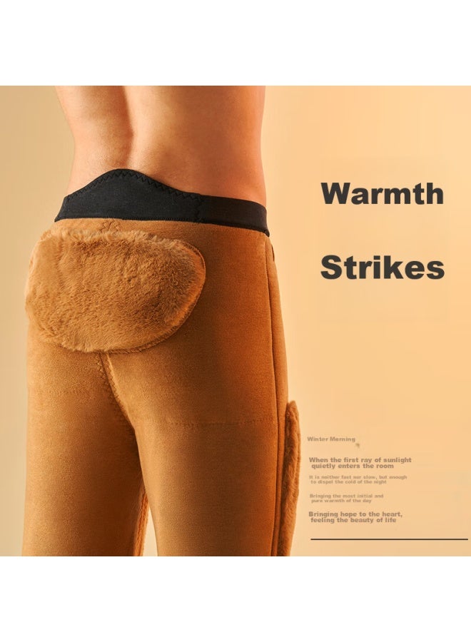 Gujin 100% Camel Hair Filling Thermal Pants For Men, Extra Thick Knee And Waist Protection, Middle-aged And Elderly, Extra Thick Fleece-lined Cotton Pants - Image 2