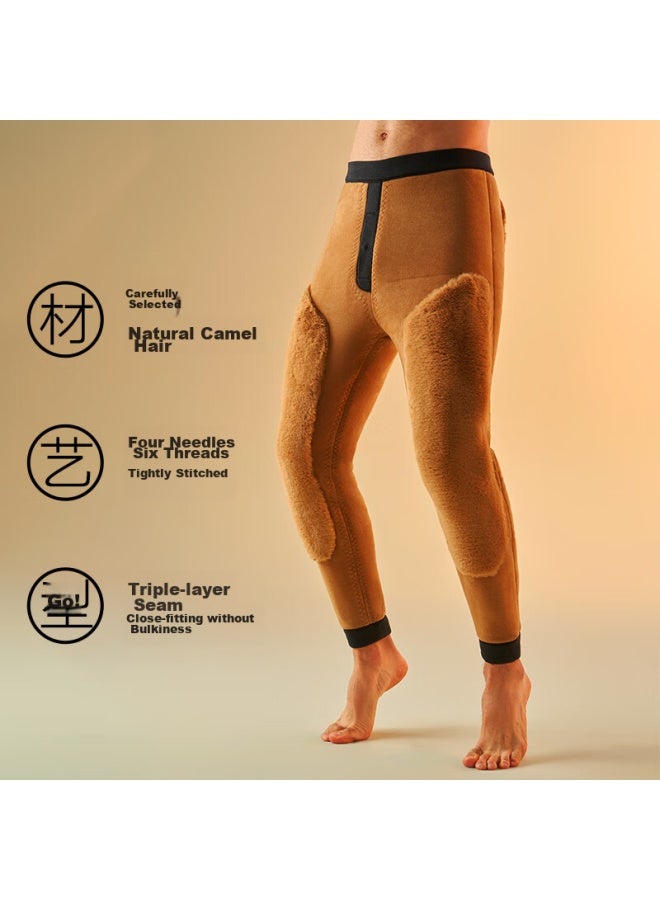 Gujin 100% Camel Hair Filling Thermal Pants For Men, Extra Thick Knee And Waist Protection, Middle-aged And Elderly, Extra Thick Fleece-lined Cotton Pants - Image 3