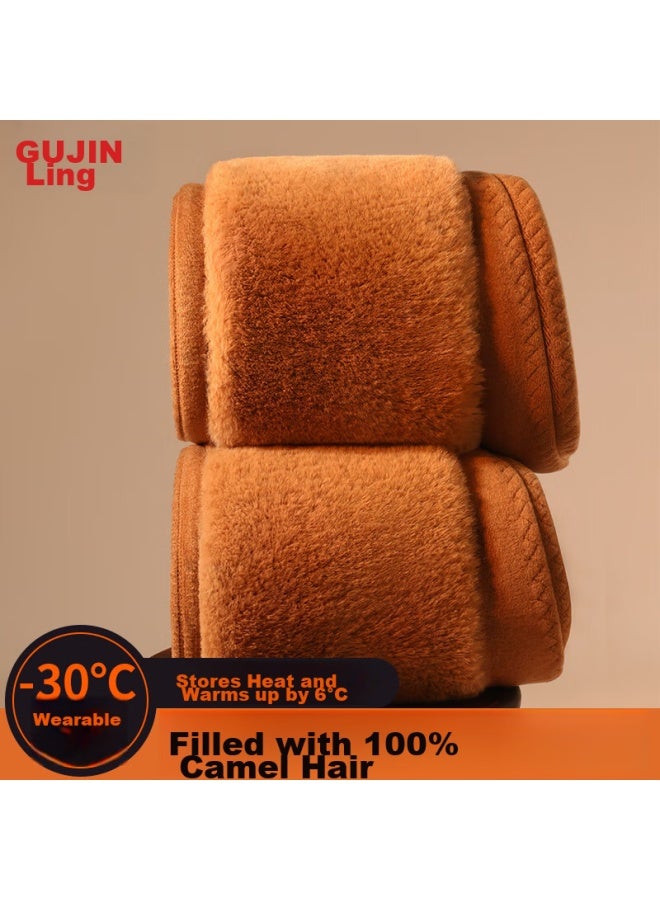 Gujin 100% Camel Hair Filling Thermal Pants For Men, Extra Thick Knee And Waist Protection, Middle-aged And Elderly, Extra Thick Fleece-lined Cotton Pants - Image 1