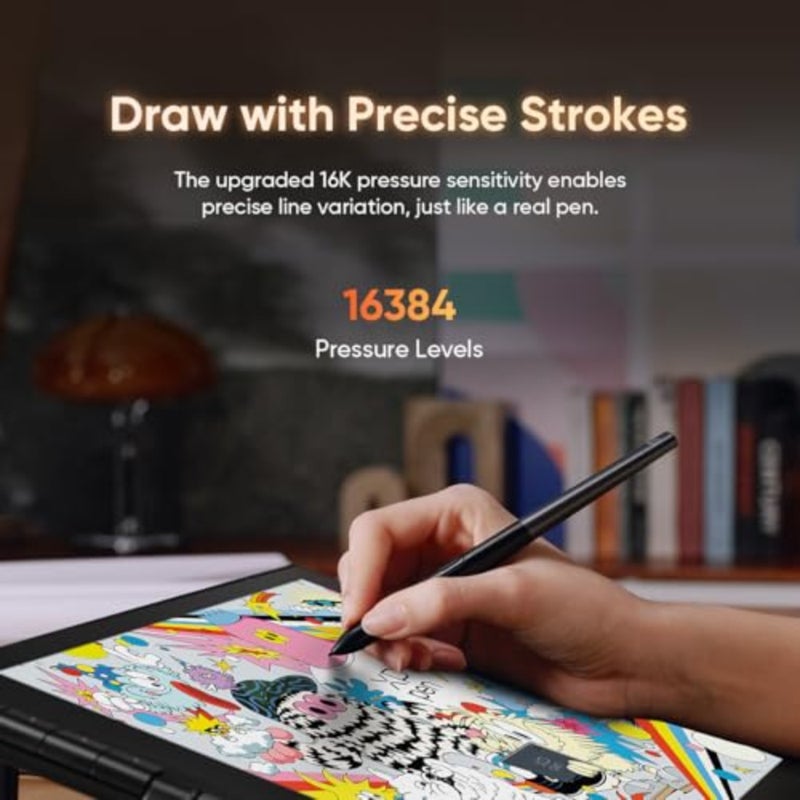 Artist 16 3rd Drawing Tablet with Screen, 15.4"Pen Display with 16K Pressure Stylus, Anti-Glare Etched Glass, 2 Scroll Wheels and 8 Hotkeys, Include Foldable Stand, Compatible with Mac/Win/Android - Image 2