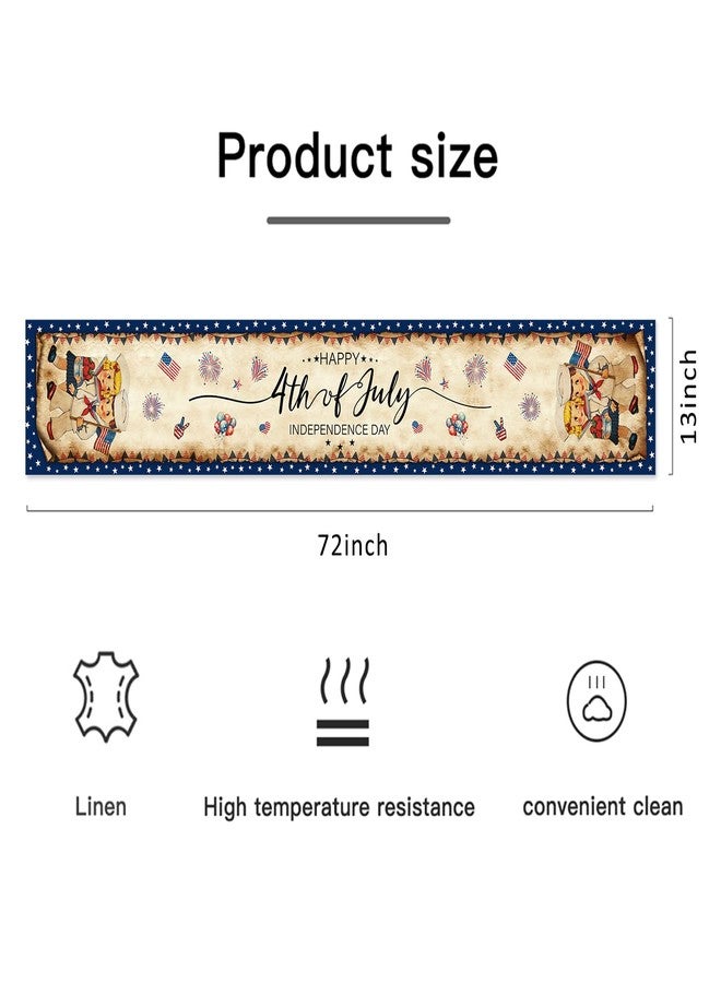 Racenaf Vintage 4th of July Table Runner 4th of July Decorations - Navy Blue Vintage Style Boys and Girls Independence Day Holiday Home Kitchen Dining Table Decor, 4th of July Party Decorations 13x72 Inch - Image 2
