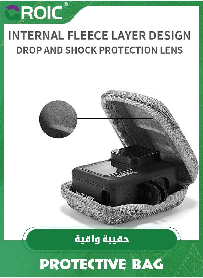 GROIC - Grey PU Mini Carrying Case for Go Pro Hero 13/12/11/10/9/8/7/(2018)/6/5,Hard Shell Travel Storage Case for DJI Osmo Action,AKASO,Campark,YI Action Camera and More - Image 1