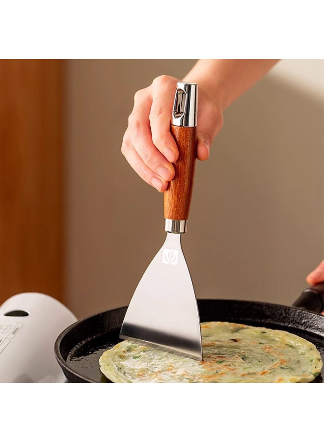 Tiramisu Special Shovel Stainless Steel Pancake Fruit Shovel Wooden Handle Teppanyaki Flat Shovel Tools Cooking Shovel-Color:Triangular Cooking Spatula - Image 3