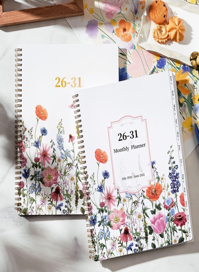 Planrage 2026-2031 Monthly Planner - 5 Year Planner/Calendar, July 2026 - June 2031, 2026-2031 Monthly Calendar Planners Spiral Bound, 9" x 11", Twin-Wire Binding + Tabs + Pocket - Flowers - Image 2