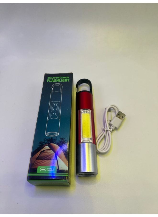Generic Outdoor Portable Hook Flashlight Lamp Laser Multifunctional Hook Rechargeable Flashlight Mountaineering Camping Lamp-Color:Red  - Image 1