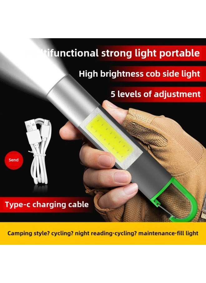 Generic Outdoor Portable Hook Flashlight Lamp Laser Multifunctional Hook Rechargeable Flashlight Mountaineering Camping Lamp-Color:Red  - Image 3