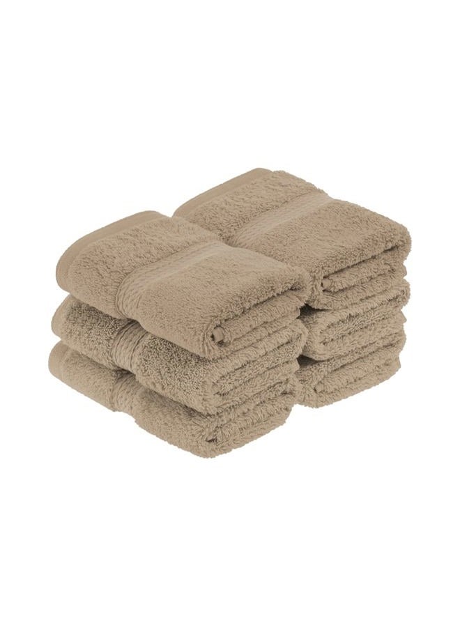 Superior Egyptian Cotton Pile Face Towel/Washcloth Set of 6, Ultra Soft Luxury Towels, Thick Plush Essentials, Absorbent Heavyweight, Guest Bath, Hotel, Spa, Home Bathroom, Shower Basics, Latte - Image 1