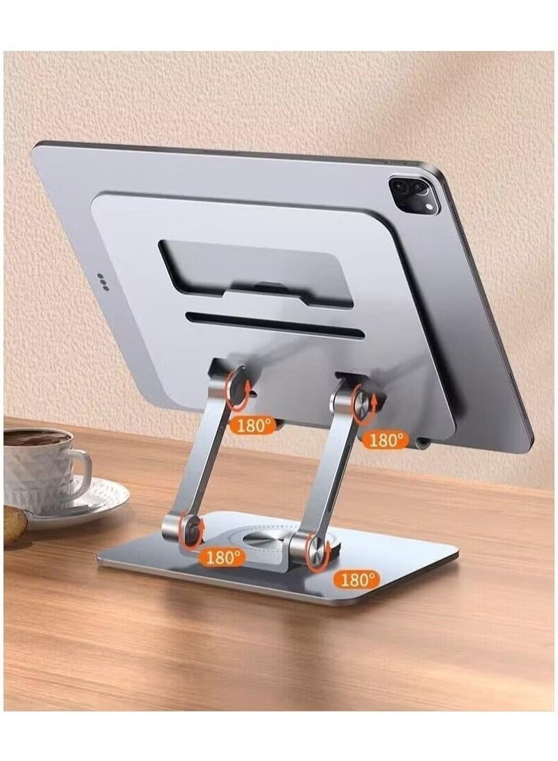 djustable Laptop and Tablet Stand – Ergonomic Aluminum Computer Riser with 360° Rotating Base – Portable, Foldable Design for Desk Use  - Image 2