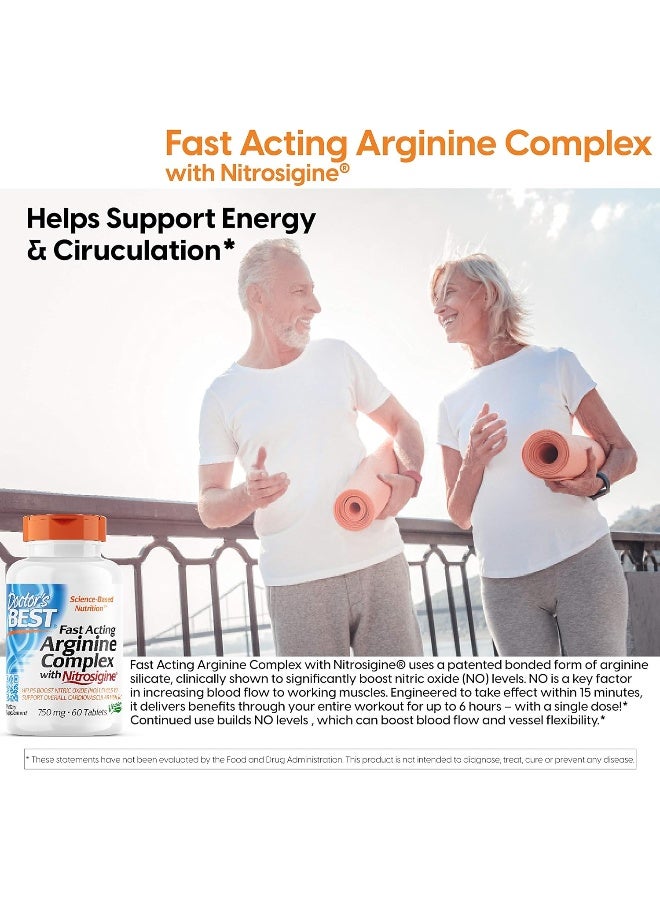 Doctor's BEST Fast Acting Arginine Complex With Nitrosigine, Boost Nitric Oxide, Blood Flow & Vessel Flexibility, Non-Gmo, Vegan, Gluten Free, 750Mg, White (Drb-00406) - Image 4