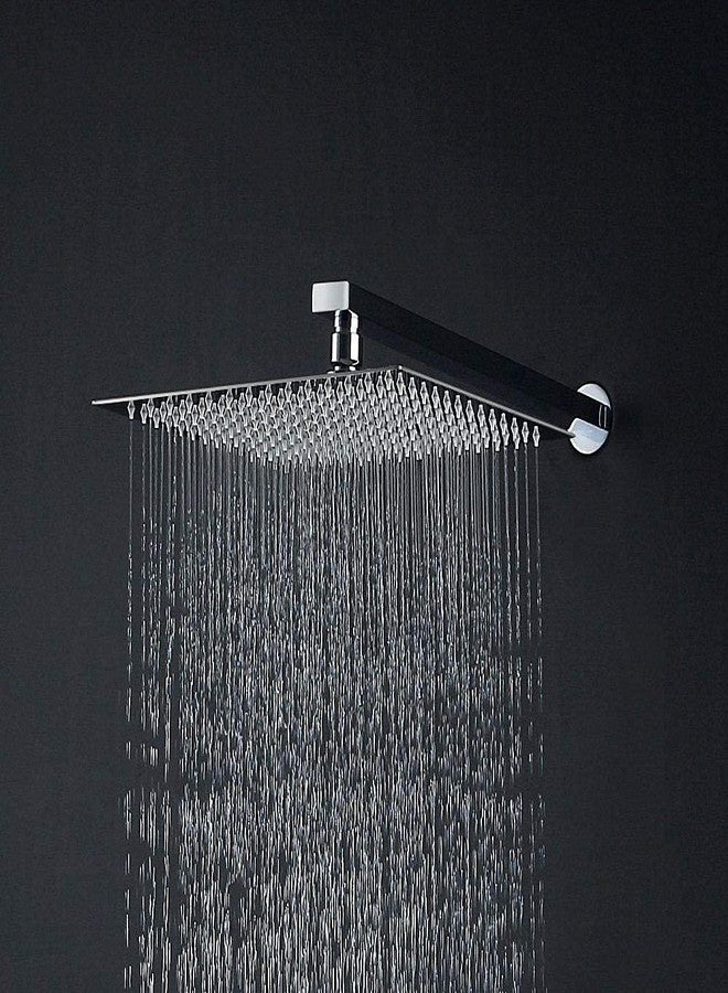 Specule SS-304 Grade 4x4 Inch Square Overhead | Shower Head for Bathroom | Compact Rain Shower with High-Pressure Jets | Rust-Resistant Stainless Steel | Chrome Finish (Without Arm) - Image 1