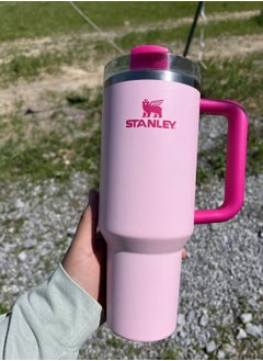 Stanley Stanley 40oz Tumbler with Handle, Stainless Steel Insulated Travel Mug, Leak-Proof Lid, Double-Wall Vacuum Cup for Hot & Cold Drinks, Large Reusable Coffee Cup, Travel Flask, Fits Car Cup Holder, Flamingo Pink  - Image 3