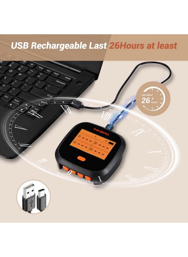 إنك بيرد مقياس حرارة اللحوم اللاسلكي من إنك بيرد IBBQ-4T، مقياس حرارة لاسلكي للشواء، للمدخن والفرن | رسم بياني لمعايرة درجة الحرارة عبر التطبيق | تنبيه مؤقت عبر الهاتف المحمول | مقياس حرارة رقمي قابل لإعادة الشحن للشواء، 4 مجسات - Image 3