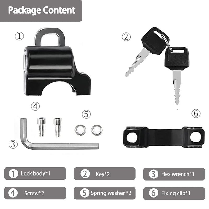 DORPUT Motorcycle Helmet Lock with 2 Keys - Anti-Theft Handlebar Lock, Durable Metal, Fits 22mm-26mm Tubing, Black - Essential Motorbike Accessory - Image 5