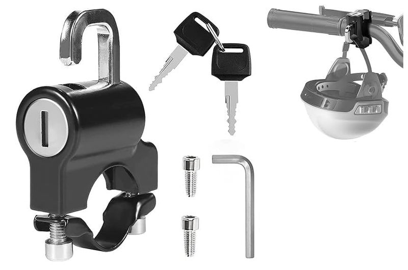 DORPUT Motorcycle Helmet Lock with 2 Keys - Anti-Theft Handlebar Lock, Durable Metal, Fits 22mm-26mm Tubing, Black - Essential Motorbike Accessory - Image 1