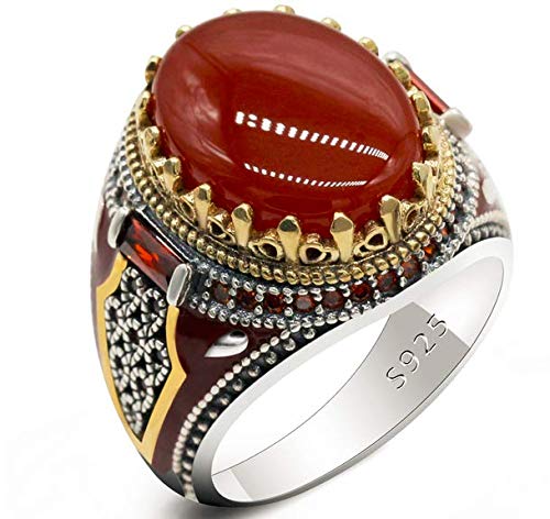 Qida LovePlus S925 Sterling Silver Onyx Ring for Men Natural Agate Stone Ring Cool Turkish Handmade Luxury Jewelry - Image 1