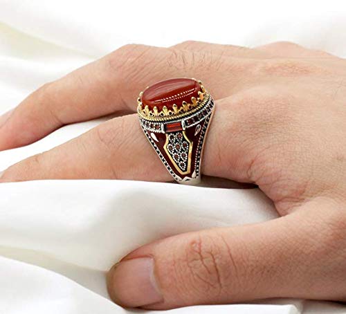 Qida LovePlus S925 Sterling Silver Onyx Ring for Men Natural Agate Stone Ring Cool Turkish Handmade Luxury Jewelry - Image 4