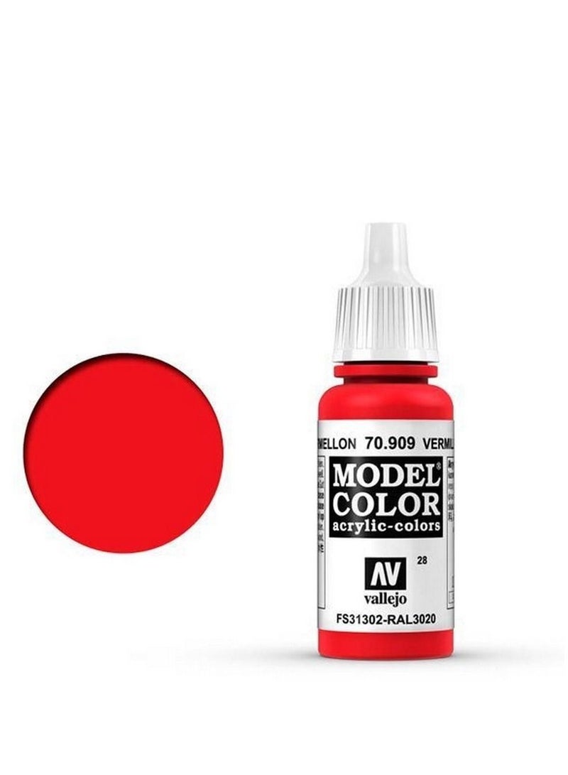 فاليجو طلاء أكريليك موديل كولور 909 فيرميليون، زجاجة سعة 18 مل، مناسب للمجسمات المصغرة ومجموعات المجسمات.