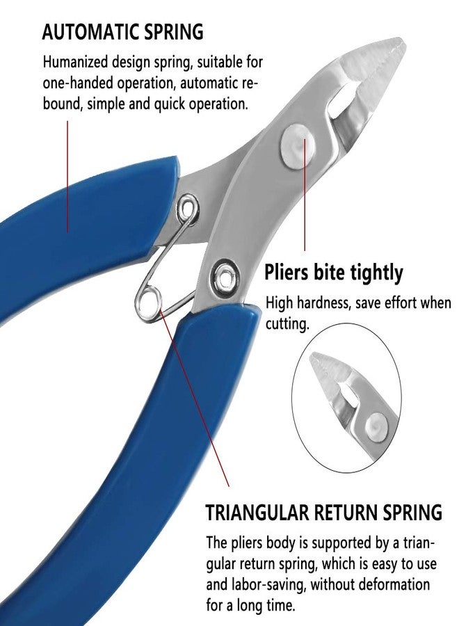 Kalim 4”Micro Wire Cutter, Precision Flush Cutter,Professional Cable Soft Cutters,Strong and Sharp Side Cutting Pliers with Triangular Reset Spring, Ideal for Cuts Electrical Jewelry Processing ect(Blue) - Image 4