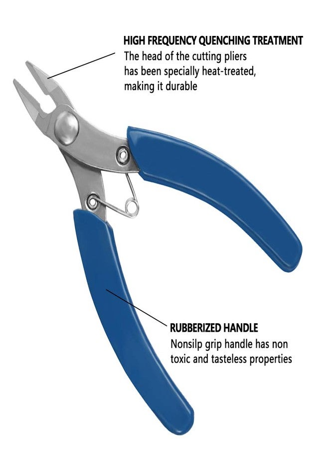 Kalim 4”Micro Wire Cutter, Precision Flush Cutter,Professional Cable Soft Cutters,Strong and Sharp Side Cutting Pliers with Triangular Reset Spring, Ideal for Cuts Electrical Jewelry Processing ect(Blue) - Image 3