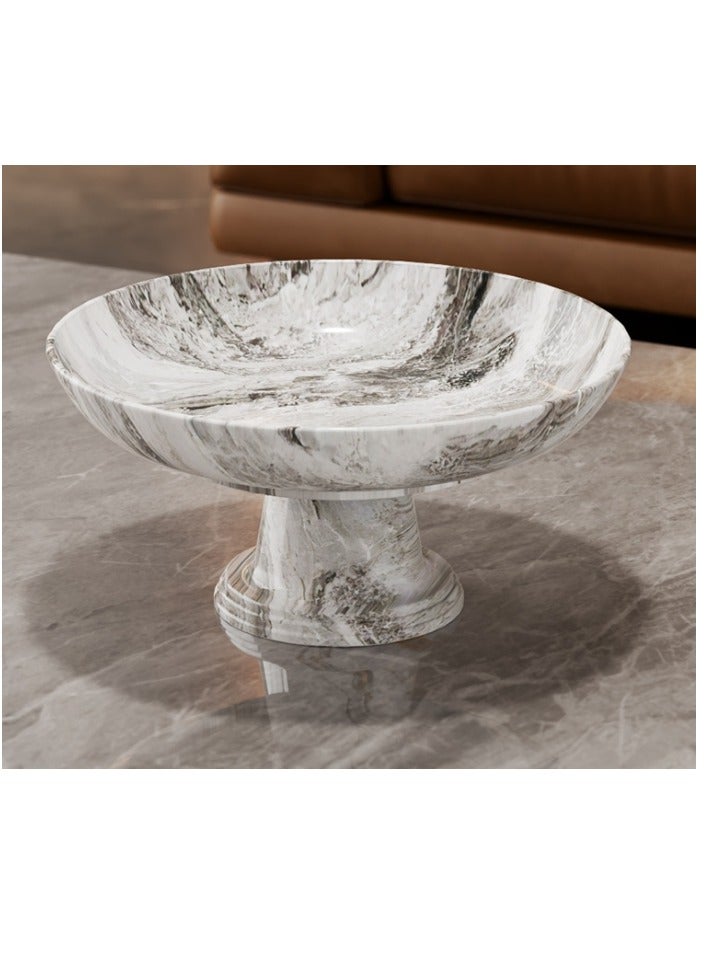 الواحة-TH صينية رخامية أنيقة بتصميم ساق مرتفعة مستقرة، صينية تقديم بلاستيكية متينة من البولي بروبيلين للمنزل، الزفاف، الحفلات، ديكور طاولة الطعام - منظم قطعة مركزية مزخرفة، ديكور صينية، ملحق طاولة الزفاف، ميزة عدم الانزلاق - Image 1