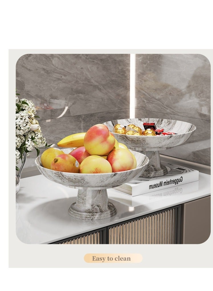 الواحة-TH صينية رخامية أنيقة بتصميم ساق مرتفعة مستقرة، صينية تقديم بلاستيكية متينة من البولي بروبيلين للمنزل، الزفاف، الحفلات، ديكور طاولة الطعام - منظم قطعة مركزية مزخرفة، ديكور صينية، ملحق طاولة الزفاف، ميزة عدم الانزلاق - Image 2