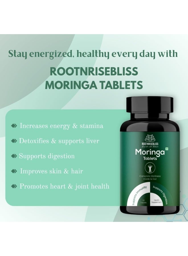 ROOTNRISEBLISS Moringa Tablets – 60 Natural Tablets | Rich in Vitamins, Minerals & Antioxidants | Daily Energy, Detox, Immunity & Overall Wellness Supplement | Natural Herbal Superfood for Men and Women (Pack of 1) - Image 5