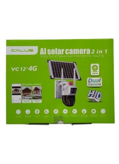 Calus AI Solar Camera 2 in 1 Easy to achieve real-time remote viewing | VC 12 - 4G |Dual Camera | HD pixels Mobil Detection |Bidirectional Pan Tilt Full Color Night Vision | Black and White