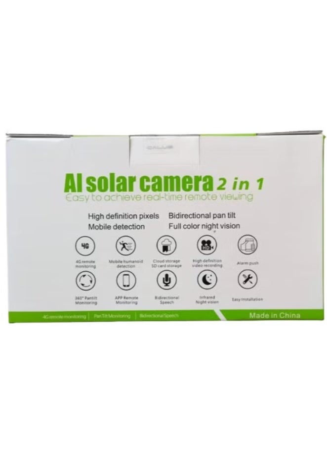 CALUS - Calus AI Solar Camera 2 in 1 Easy to achieve real-time remote viewing | VC 12 - 4G |Dual Camera | HD pixels Mobil Detection |Bidirectional Pan Tilt Full Color Night Vision | Black and White - Image 1