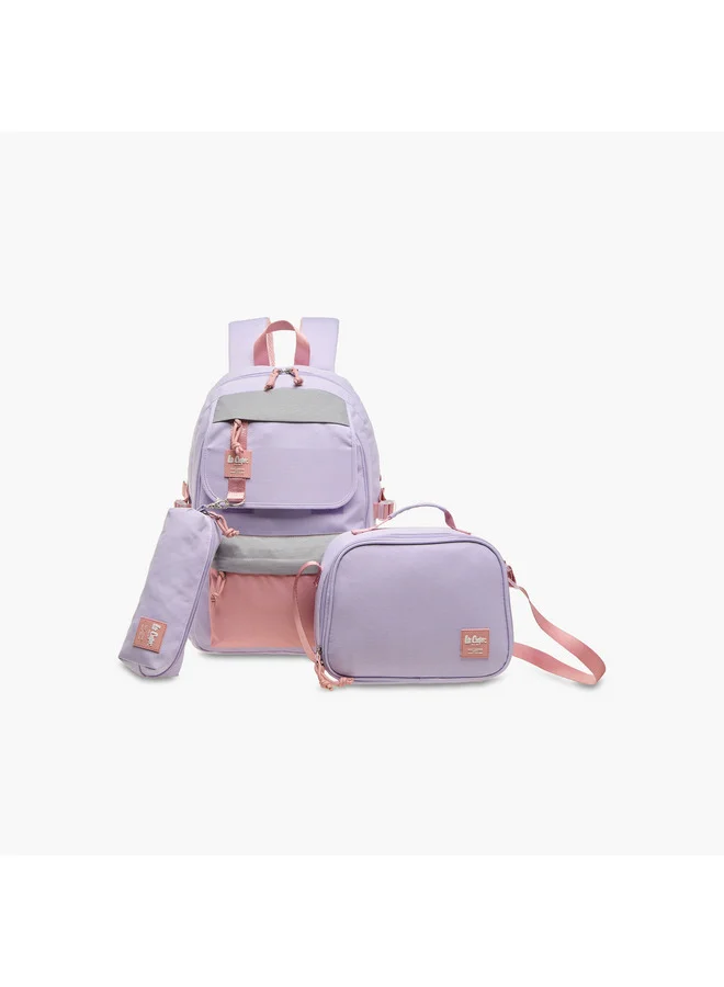 لي كوبر Girls Colourblock Backpack with Lunch Bag and Pencil Pouch set