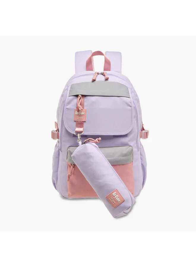 لي كوبر Girls Colourblock Backpack with Lunch Bag and Pencil Pouch set