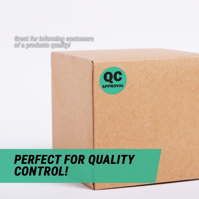 OfficeSmartLabels QC Approval Stickers - 1 Inch Round Circle in Bright Neon Green QC Approval Label for Quality Control Production Line Warehouse Inventory Management Inspection Stickers - 300 Labels per Roll - Image 5