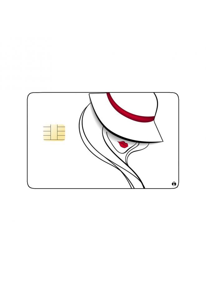 RKN PRINTED BANK CARD STICKER Beautiful Woman Drawing Wearing Hat - Image 2