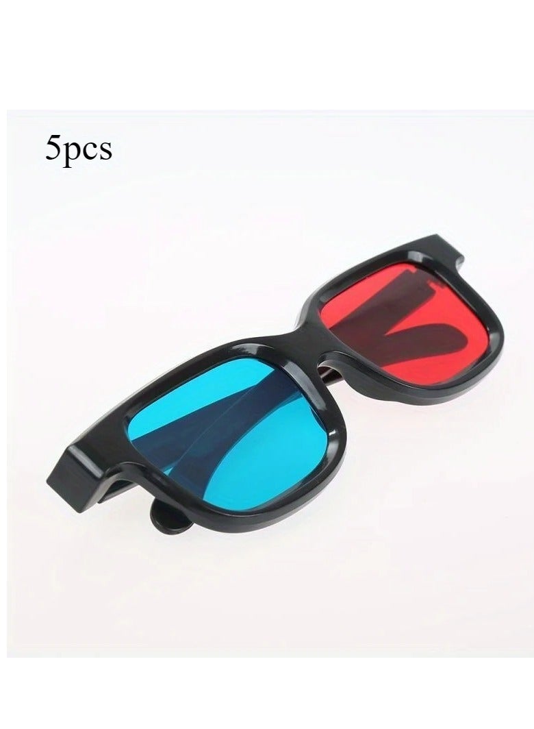 PAMEER 5-Pack 3D Glasses with Black Frame, Red and Blue Lenses, Uncharged, No Battery Required, for Enhanced Reality in TV, Movie, DVD, and Video Games  - Image 2