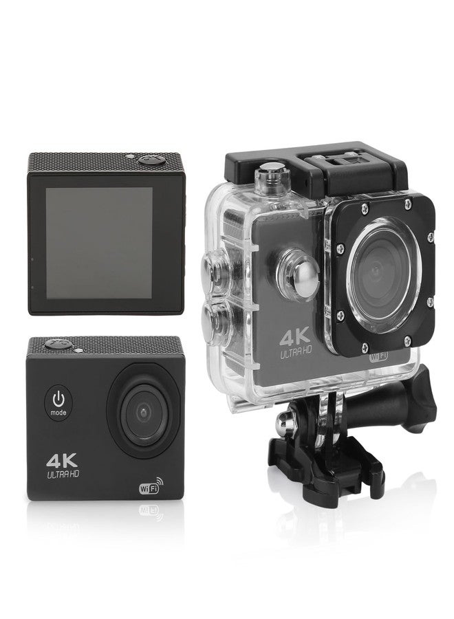 Sanpyl 4K 30FPS 16MP Action Camera, Ultra HD 30M Underwater Sports Camera with 2.0 Inch Screen, 170 Degree Wide Angle, for Swimming Surfing Diving (Black) - Image 1