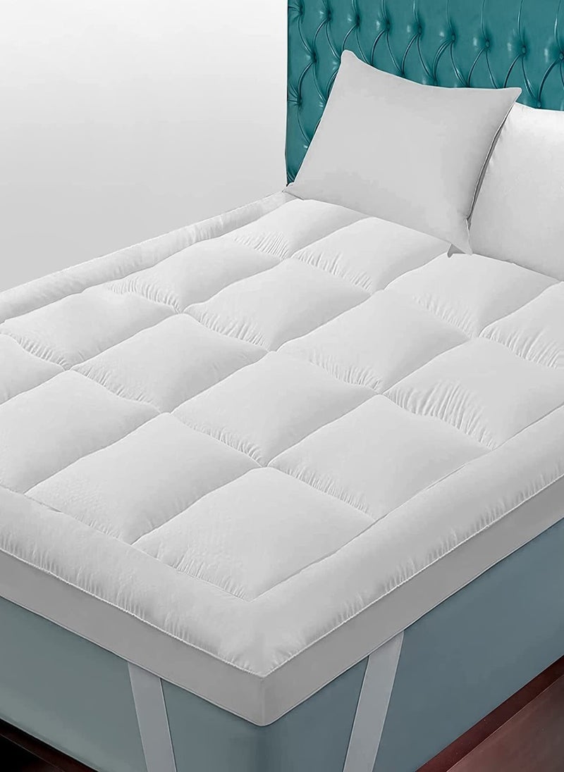 Blueberry Mattress Topper With 4 Corner Elastic Straps Microfiber Quilted 10cm Thickness 160x200cm  - Image 1