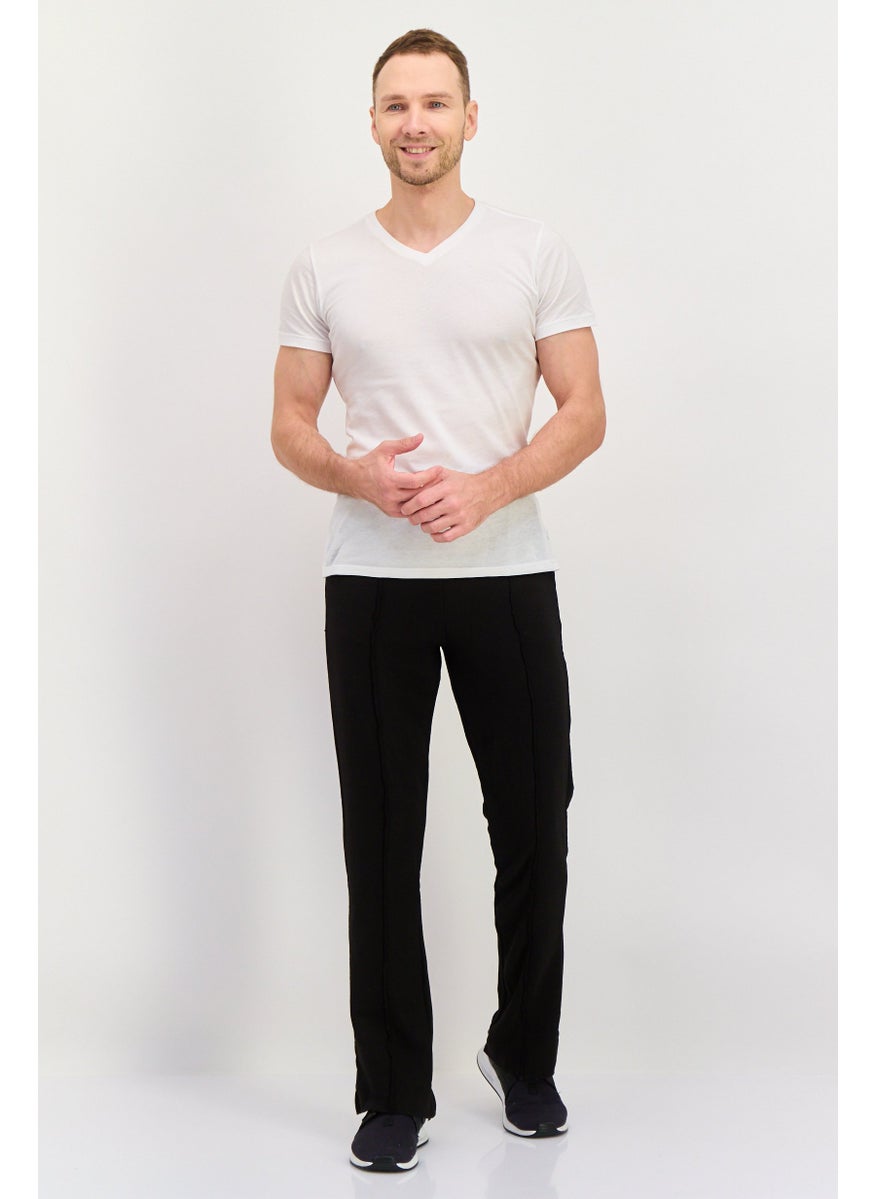 Night Addict Men Regular Fit Plain Sweatpants, Black  - Image 3