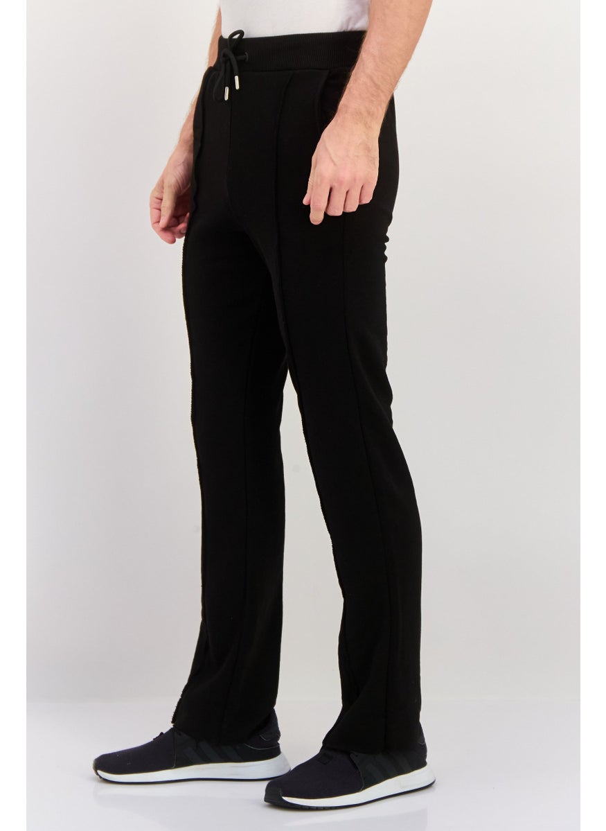 Night Addict Men Regular Fit Plain Sweatpants, Black  - Image 2