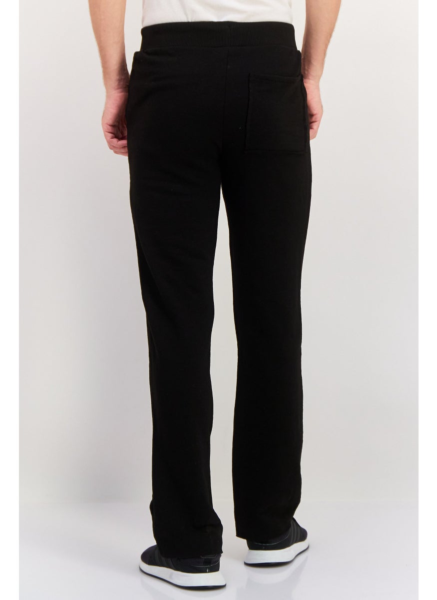 Night Addict Men Regular Fit Plain Sweatpants, Black  - Image 4