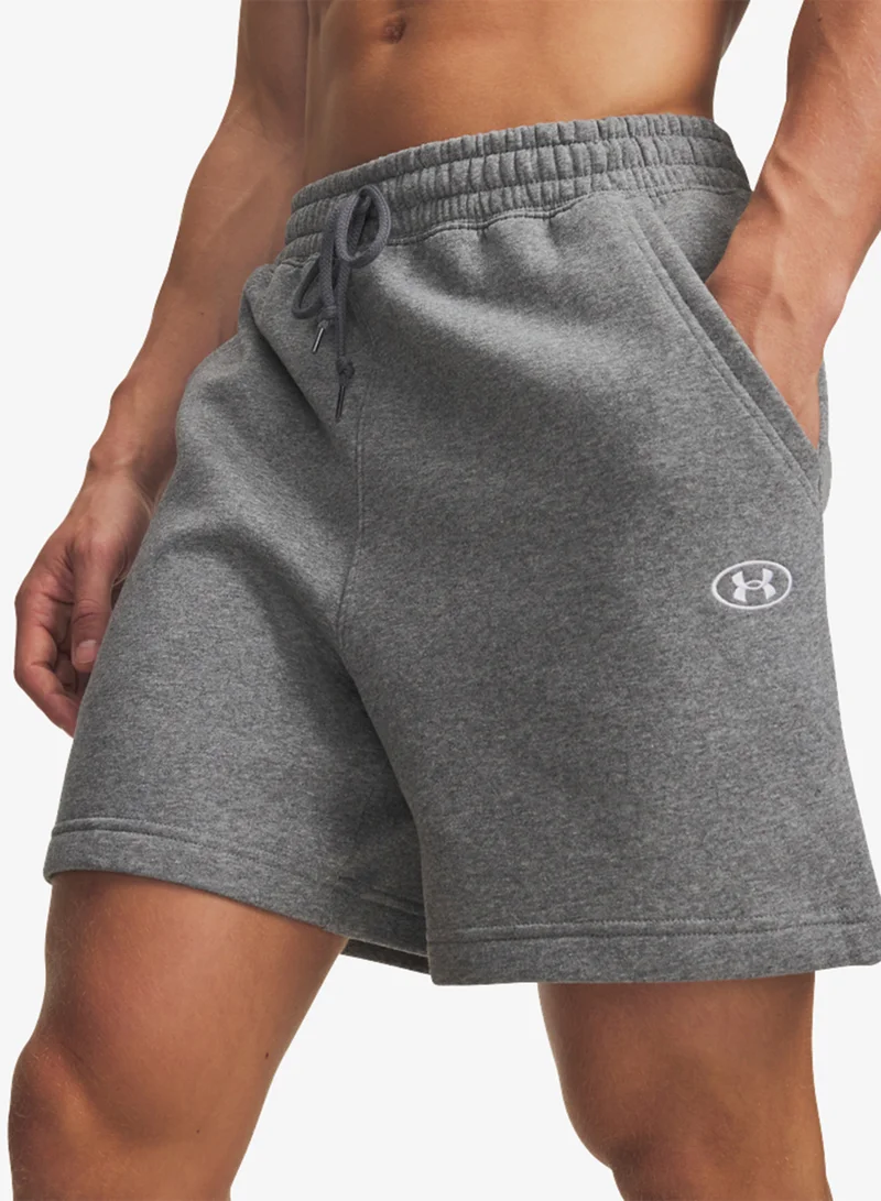 Under Armour Castlerock Light Heather /  / White Rival Fleece Shorts for Men | Best Price UAE