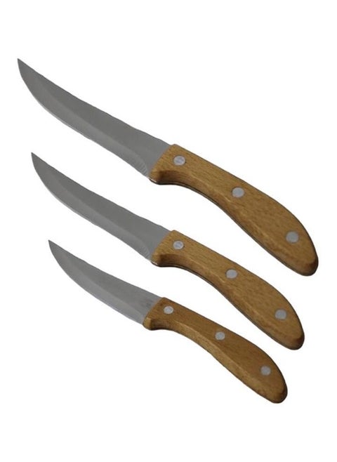 kitchen Stainless Steel Knife with Wooden Hand Set of 3