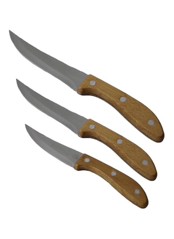 Generic kitchen Stainless Steel Knife with Wooden Hand Set of 3  - Image 1