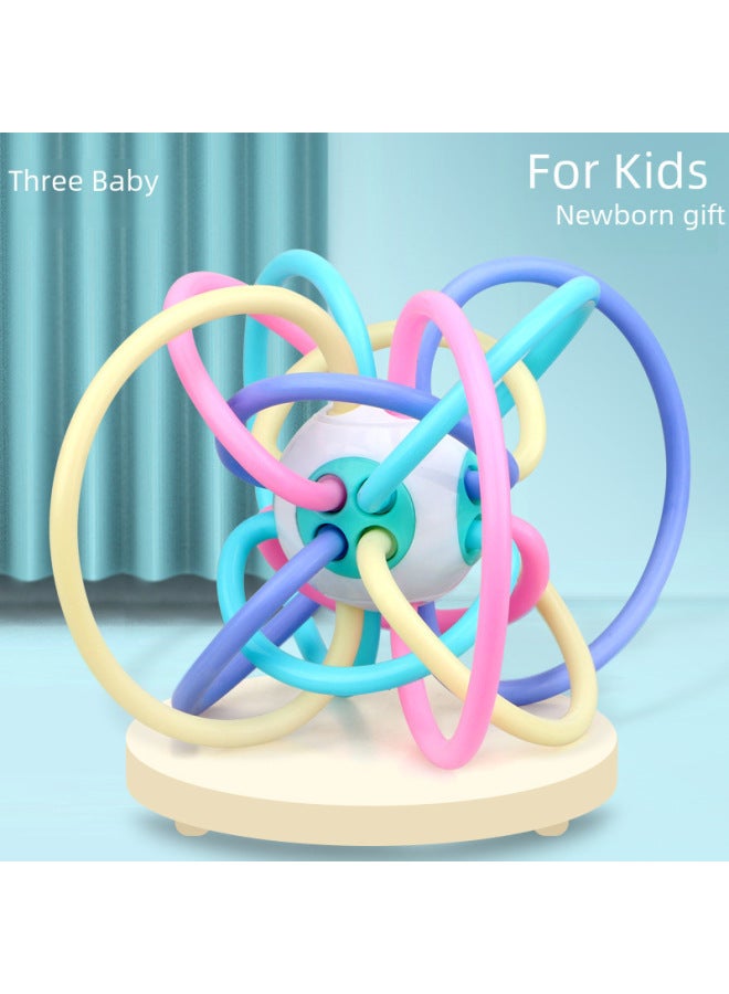 Manhattan Ball Baby Teething Toy Hand Grab Biteable Joy Bell Bed Bell For 0-3 Years Old Babies Toy Baby Hand Grab Ball-Color:Liquid Pink Rabbit Teether-with Storage Box Anti-drop Chain Color Box - Image 5