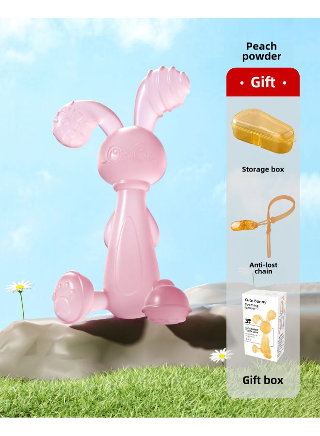 Manhattan Ball Baby Teething Toy Hand Grab Biteable Joy Bell Bed Bell For 0-3 Years Old Babies Toy Baby Hand Grab Ball-Color:Liquid Pink Rabbit Teether-with Storage Box Anti-drop Chain Color Box - Image 1