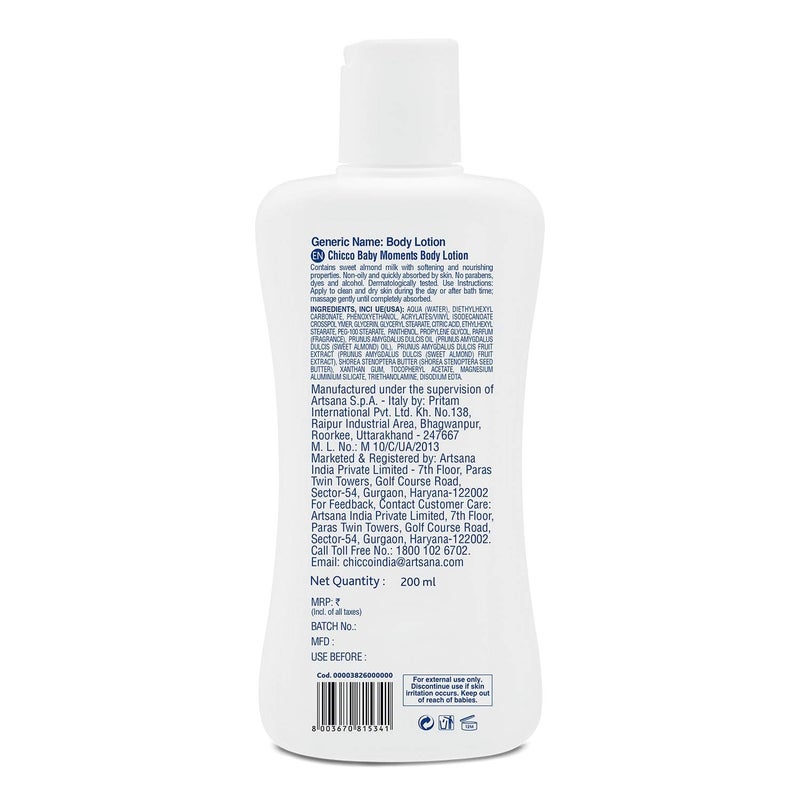 Chicco Baby Moment Body Lotion Size 200 Ml. - Image 3