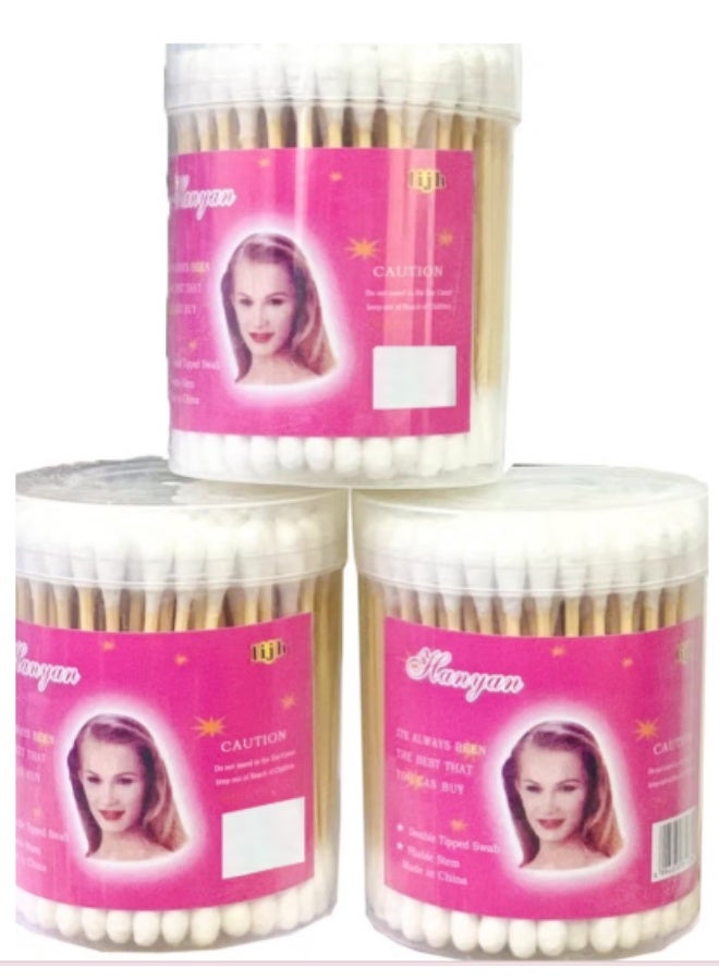 أعواد قطن كانيان برؤوس مزدوجة – Cotton Swabs قطن طبيعي ناعم – سيقان مرنة قابلة للانثناء – أعواد تنظيف الأذن والعناية الشخصية – عبوة عائلية اقتصادية كبيرة