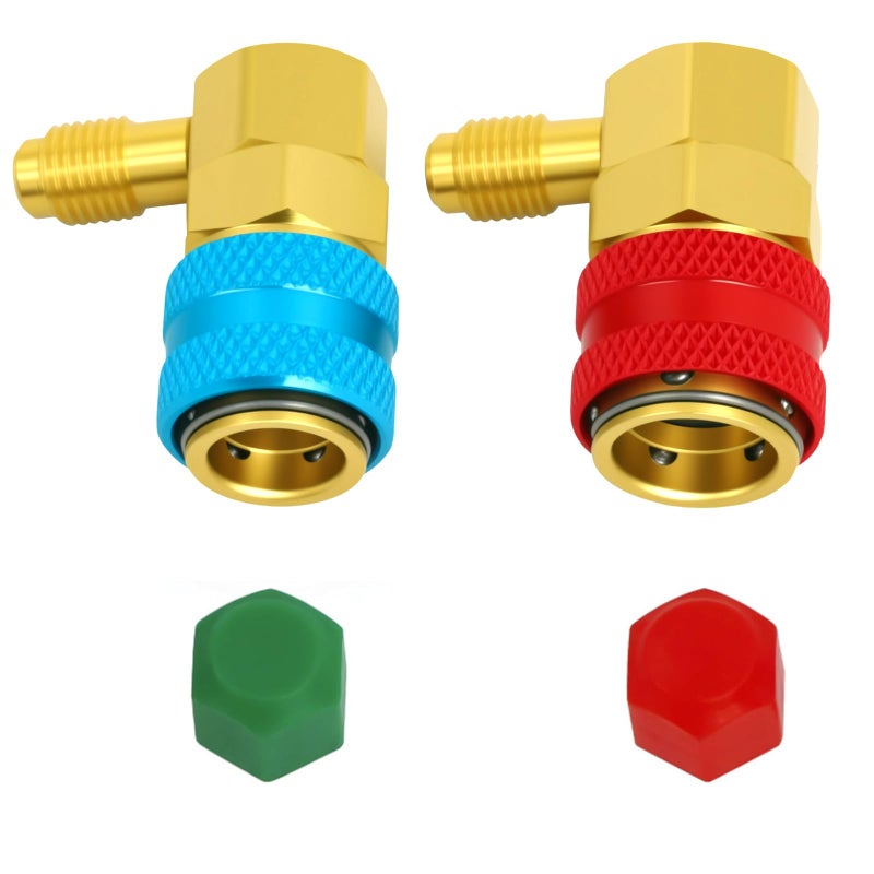 134a Quick Coupler AC R134a Adapter Fittings Quick Connector 14 SAE Male Flare HighLow AC Freon Manifold Gauge Hose Conversion Kit