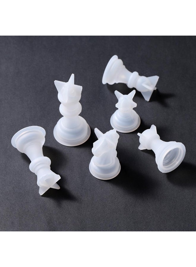 6Pcs 3D Chess Piece Silicone Mold International Chess Queen King Epoxy Resin Casting Mould - Image 1