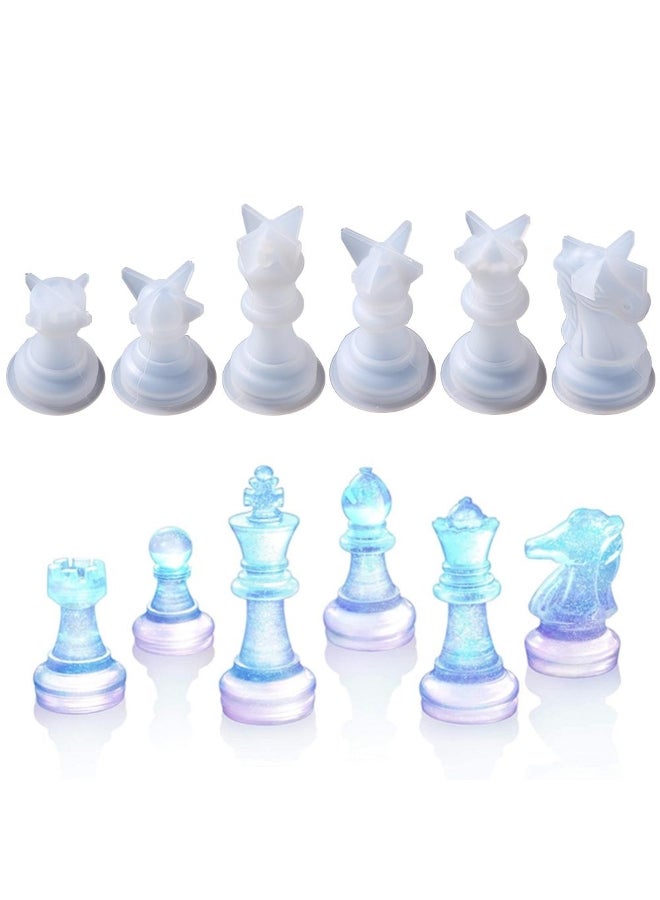6Pcs 3D Chess Piece Silicone Mold International Chess Queen King Epoxy Resin Casting Mould - Image 2