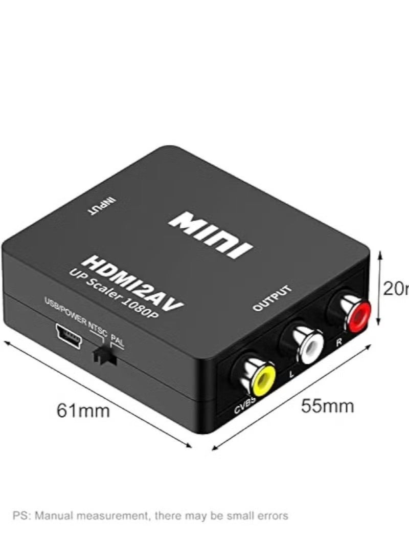 محول HDMI إلى AV بدقة 1080 بكسل، محول HDMI إلى RCA CVBS المركب للتلفزيون/مسجل الفيديو/مشغل DVD/جهاز العرض - Image 5