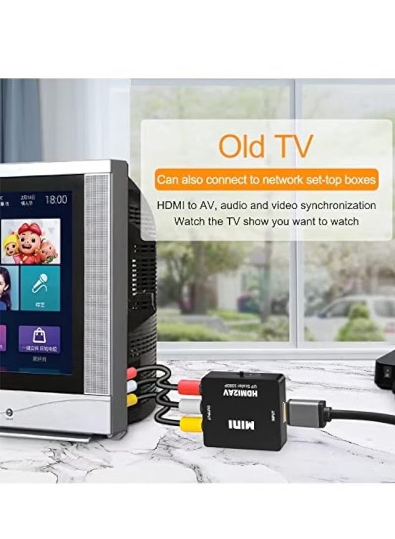 محول HDMI إلى AV بدقة 1080 بكسل، محول HDMI إلى RCA CVBS المركب للتلفزيون/مسجل الفيديو/مشغل DVD/جهاز العرض - Image 2